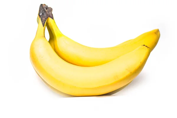 Bunch Ripe Yellow Bananas White Background Isolate — Stock Photo, Image