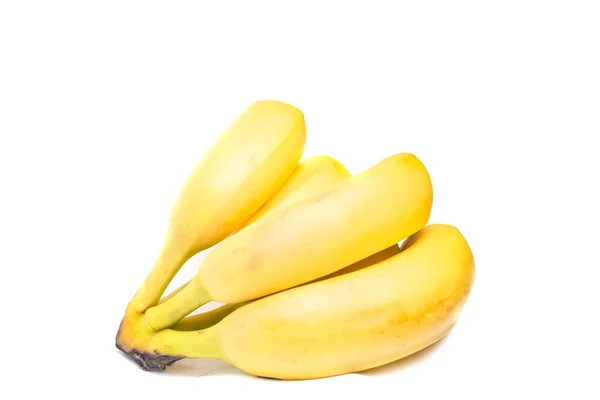 Manojo Plátanos Amarillos Maduros Sobre Fondo Blanco Aislado — Foto de Stock