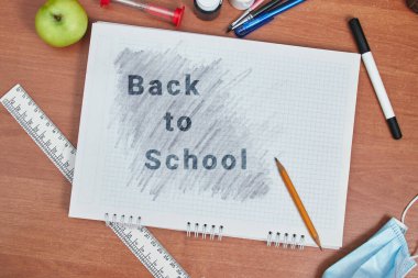 okul konseptine geri dönüş, kalem, kırtasiye, üniversite, üniversite, düz yatak
