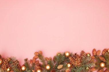 konsept, noel düzeni 2021 pembe zemin, düz zemin, kopyalama alanı