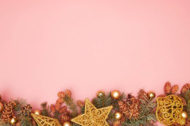 konsept, noel düzeni 2021 pembe zemin, düz zemin, kopyalama alanı