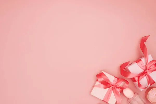 konsept, noel düzeni 2021 pembe zemin, düz zemin, kopyalama alanı