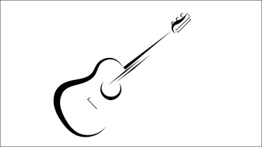 Gitar simgesi Akustik müzik aleti işareti Beyaz arka plan üzerinde izole.