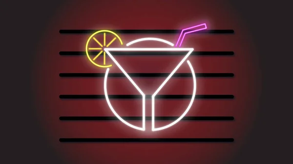 Cocktail Party Neon Signboard Illustratie — Stockfoto