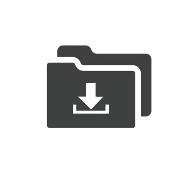 Klasör indirme satırı simgesi, anahat işareti, doğrusal stil piktogram beyaz izole.