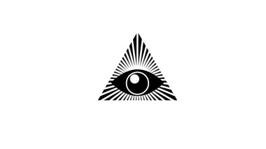 Tanrı 'nın Gözü. Mason sembolü. Üçlü Ay 'ın içindeki tüm gözler pagan ay tanrıçası sembolü.