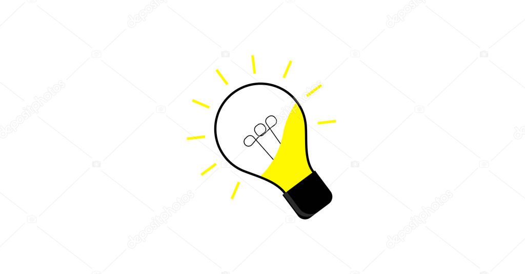 yellow light bulb. Symbol of creativity, visions, ideas, inspiration and motivation