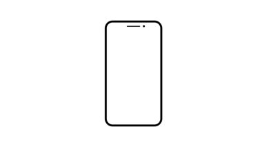  Basit bir akıllı telefon simgesi çizimi. Şeffaf siyah beyaz cep telefonu