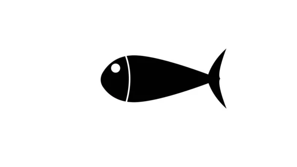 Ασπρόμαυρο Εικονίδιο Ψαριού Λευκό Φόντο — Φωτογραφία Αρχείου