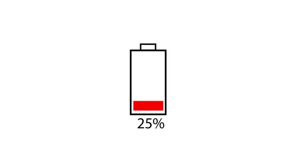 Ikony Baterie Končí Červeném Nabití Baterie Černém Pozadí — Stock fotografie