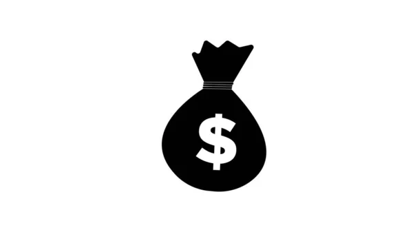 Money Bag Flat Icon Pictogram Isolated Black White Sack Dollars — Stockfoto