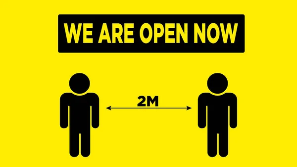 Welcome Now Open Keep Social Distance Use Face Mask — Stok fotoğraf