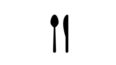 Set of fork spoon and knife. Black   illustration on white background
