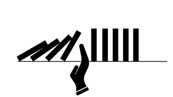 Businessman Stopping Falling Domino Concept — Stock Fotó