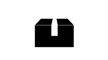 Paket simgesi. Biçim düz sembol, gri renk, yuvarlak açılar, beyaz arkaplan