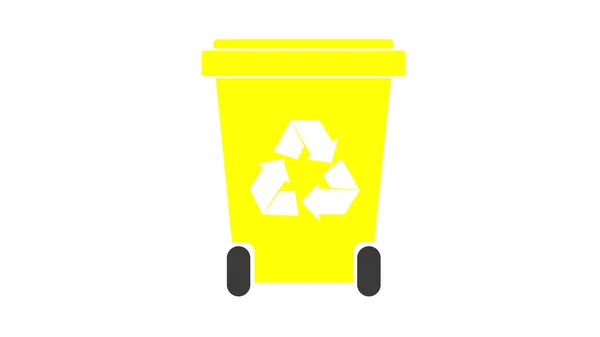 Beyaz Arkaplanda Izole Edilmiş Sarı Çöp Kutusu — Stok fotoğraf
