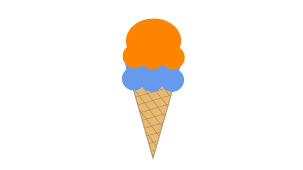 白い背景に隔離されたワッフルコーンのアイスクリームボール — ストック写真