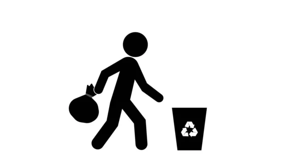 Mann Wirft Müllabbildung Weiß Auf Hintergrund — Stockfoto