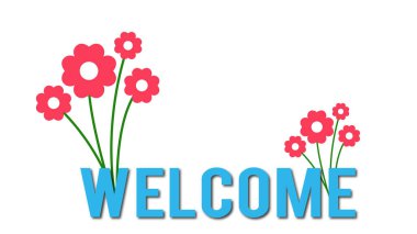 Hoş geldin Banner, konuşma balonu, poster ve çıkartma konsepti