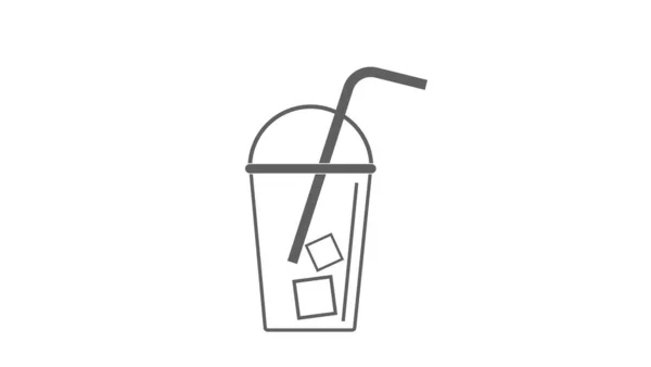 Cold Coffee Line Illustration Coffee Cup Icon — Stock Photo, Image