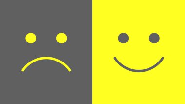 Mutlu ve mutsuz gülümsemeler. Emoji hazır.