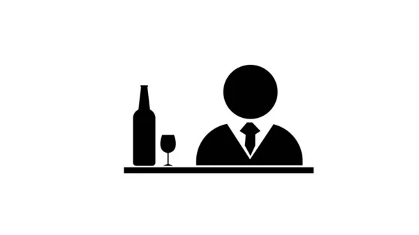 Kellner Icon Man Mit Getränketablett Symbol Illustration — Stockfoto