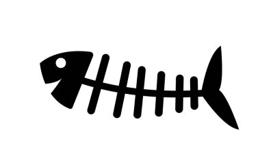 Beyaz arkaplanda balık kemiği resimleme 