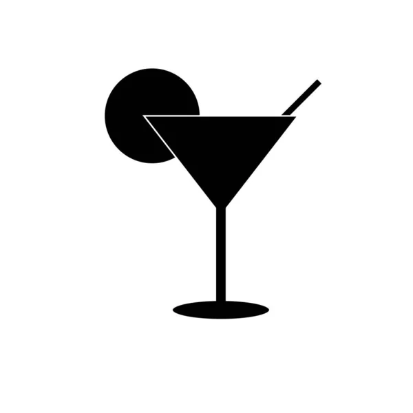 Svart Handritad Doodle Skiss Martini Cocktail Silhuett Isolerad — Stockfoto