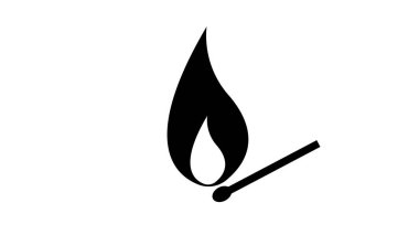 Kibrit, ateş işareti simgesi. Resim beyazda izole edildi