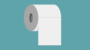 Mavi zemin üzerinde düz şekilli tuvalet kağıdı rulosu resimlemesi