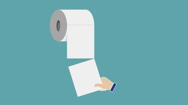 Иллюстрация Рулона Туалетной Бумаги Плоском Стиле Синем Фоне — стоковое фото