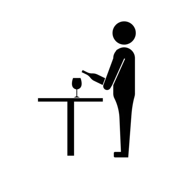 Wein Und Kerzen Auf Tisch Und Stuhl Silhouette — Stockfoto