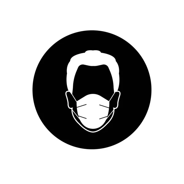 Man Face Mask Pictogram Disease Prevention — Stock fotografie