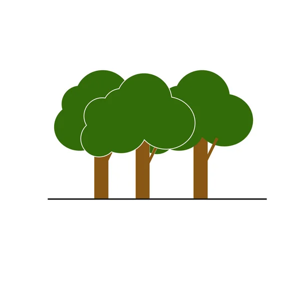Árvores Objeto Design Material Plano Ilustração Isolada Sobre Fundo Branco — Fotografia de Stock