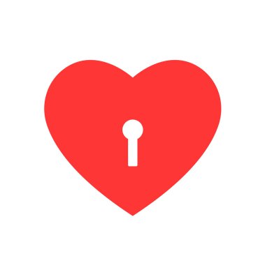 beyaz arkaplanda anahtar deliği olan kalp.