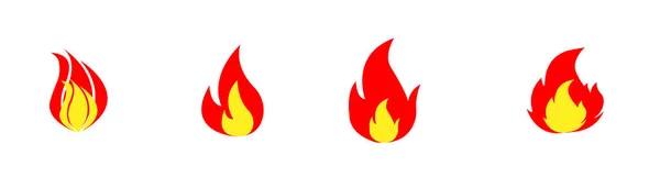 Illusztráció Készlet Tűz Lángok Ikonok Fehér Háttér — Stock Fotó