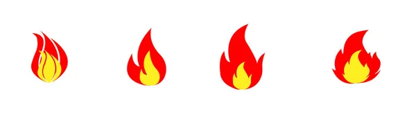 Illustrazione Set Fuoco Fiamme Icone Sfondo Bianco — Foto Stock