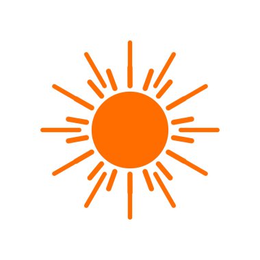 Güneş ikonu. Web sitesi tasarımı için son moda yaz sembolü,