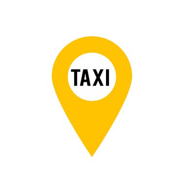Taksi servisi simgeleri. Taksi haritası, taksi işaretleri. Taksi servisi simgesi ayarlandı