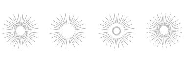 Güneş patlaması çizgisi çizimi. Gün doğumu. resimleme