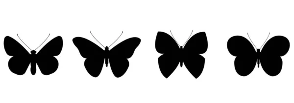 Pillangó Sziluett Ikonok Beállítva Illusztrációk — Stock Fotó