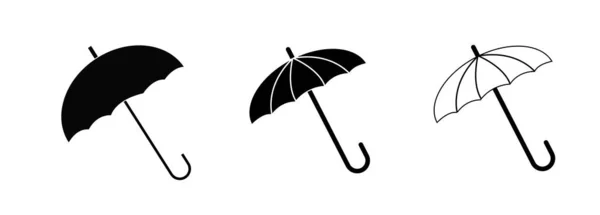 Icono Paraguas Negro Aislado Sobre Fondo Blanco — Foto de Stock