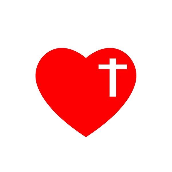 Ikona Srdce Křížem Bílém Pozadí — Stock fotografie