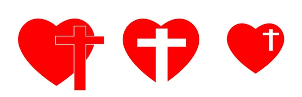 Εικονίδιο Της Καρδιάς Σταυρό Λευκό Φόντο — Φωτογραφία Αρχείου
