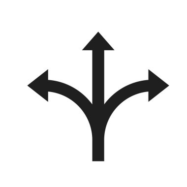 Üç yönlü ok simgesi yön işareti