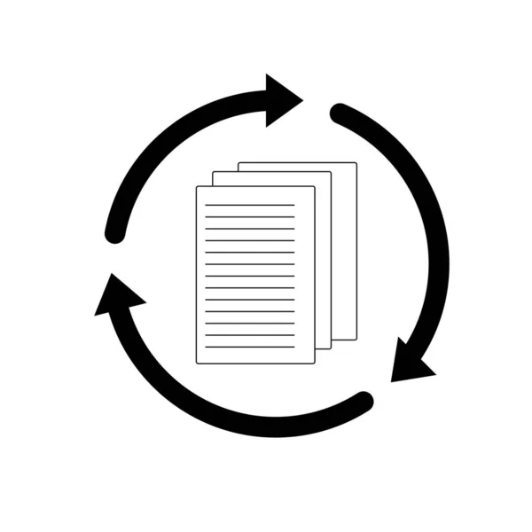 Document icon. Black filled  illustration. Document symbol on white background