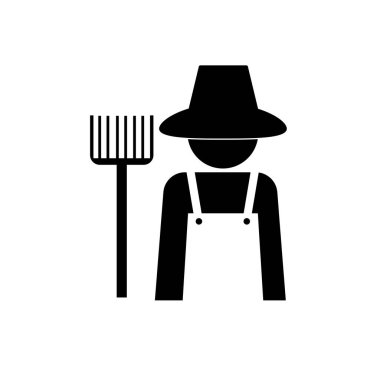  Çiftçi erkek karakteri çizimi beyaz arkaplanda izole edildi.