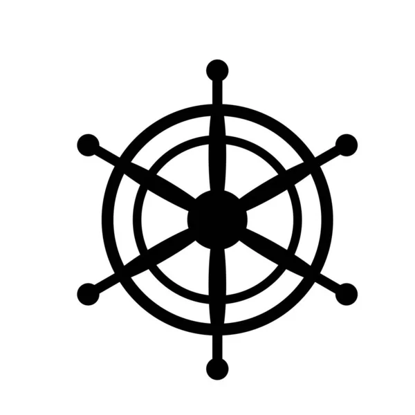 白色底座上的船轮 航海图标设计 — 图库照片