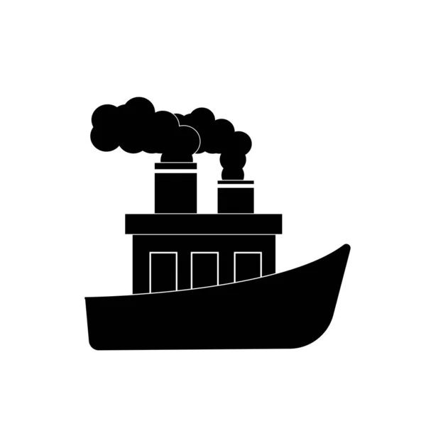 Ship Icon Flat Black Pictogram Grey Background — Stock Photo, Image