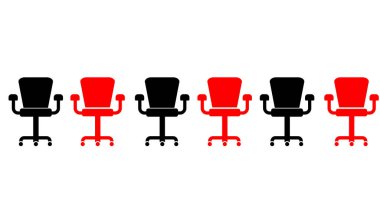 Sosyal mesafe kavramı. Her sandalye arasındaki mesafeyi koru Sosyal uzaklık için ayır,